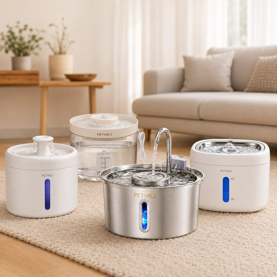PETME2 cat water fountains for fresh, clean water