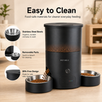 PETME2 3L dual-bowl automatic cat feeder in matte black