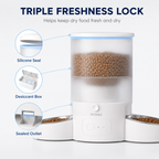 PETME2 3L dual-bowl automatic cat feeder in white