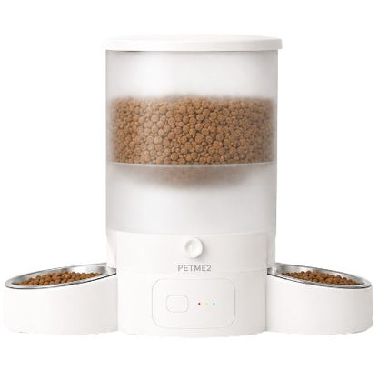 PETME2 white 3L dual bowl automatic cat feeder for 2 cats, main product photo