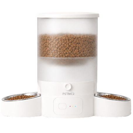 PETME2 white 3L dual bowl automatic cat feeder for 2 cats, main product photo