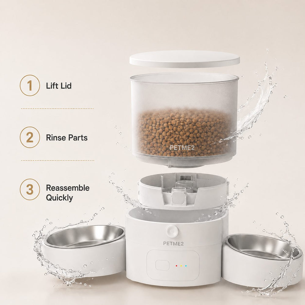 PETME2 white 3L dual bowl automatic cat feeder for 2 cats – detail image 4 of 8
