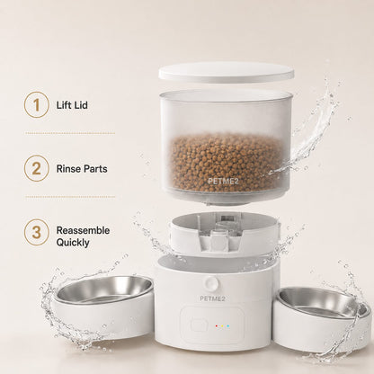 PETME2 white 3L dual bowl automatic cat feeder for 2 cats – detail image 4 of 8