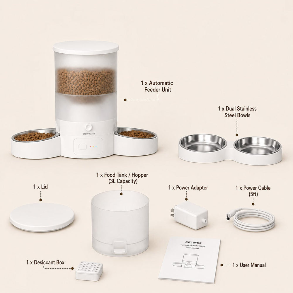PETME2 white 3L dual bowl automatic cat feeder for 2 cats – detail image 5 of 8