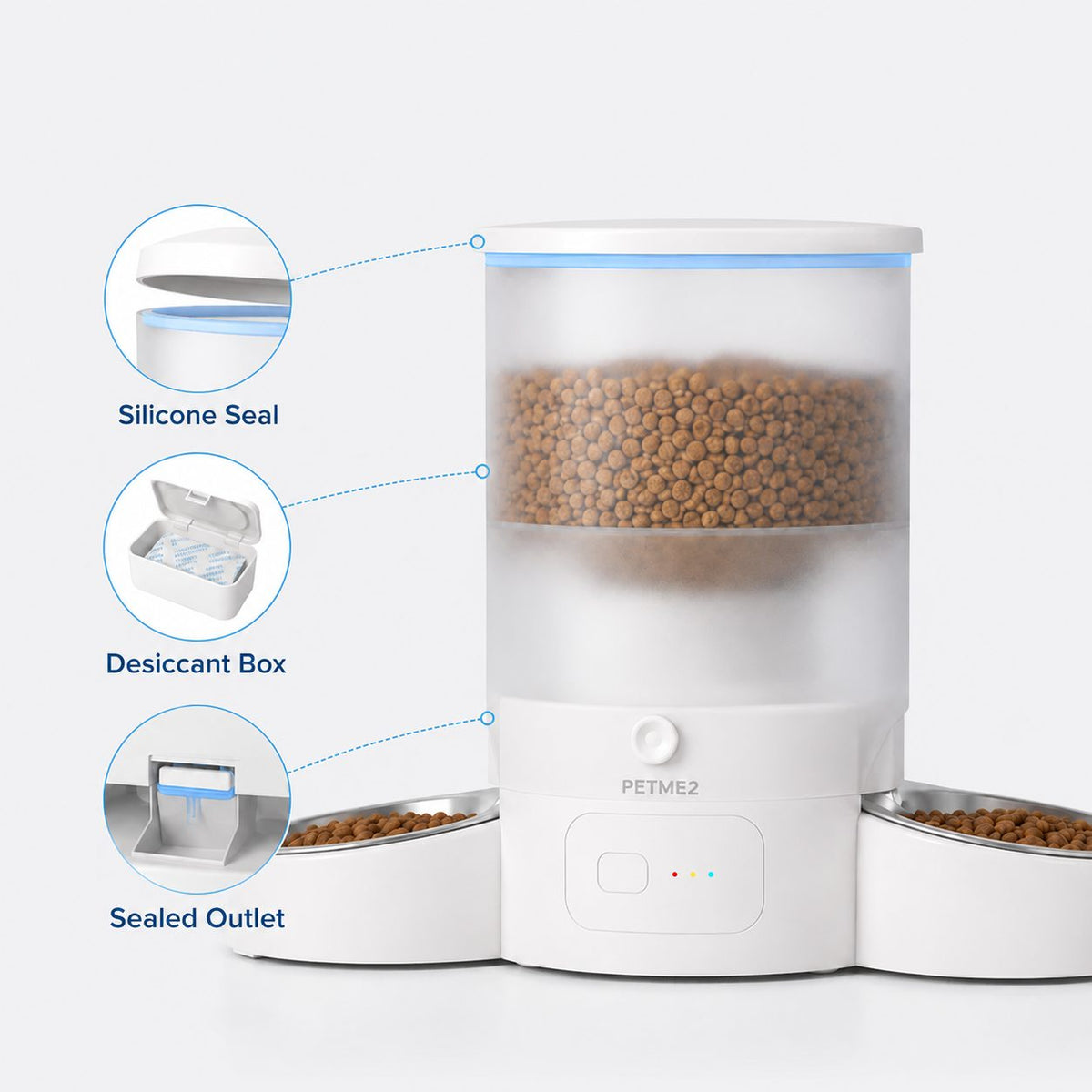 PETME2 white 3L dual bowl automatic cat feeder for 2 cats – detail image 3 of 8