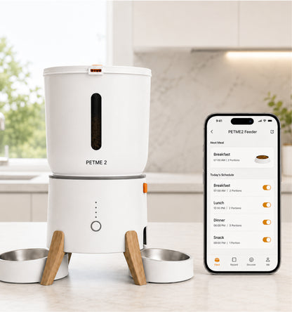 PETME2 5L elevated WiFi automatic cat feeder with 2 stainless steel bowls – detail image 4 of 6