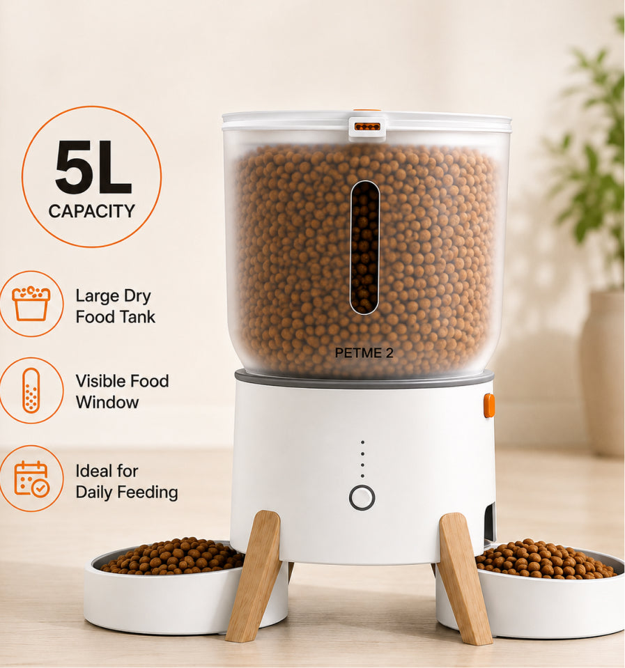 Dual Bowl Automatic Pet Feeder — 5L