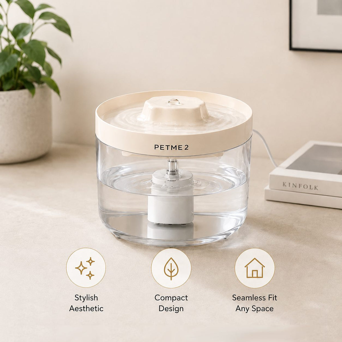 PETME2 2.2L transparent cat water fountain – detail image 4 of 7