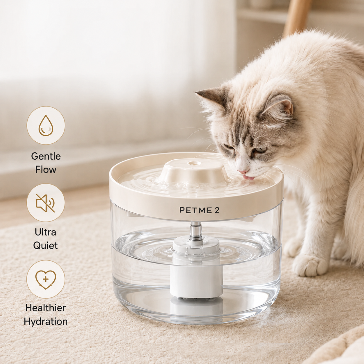 Clear Cat Water Fountain — 2.2L