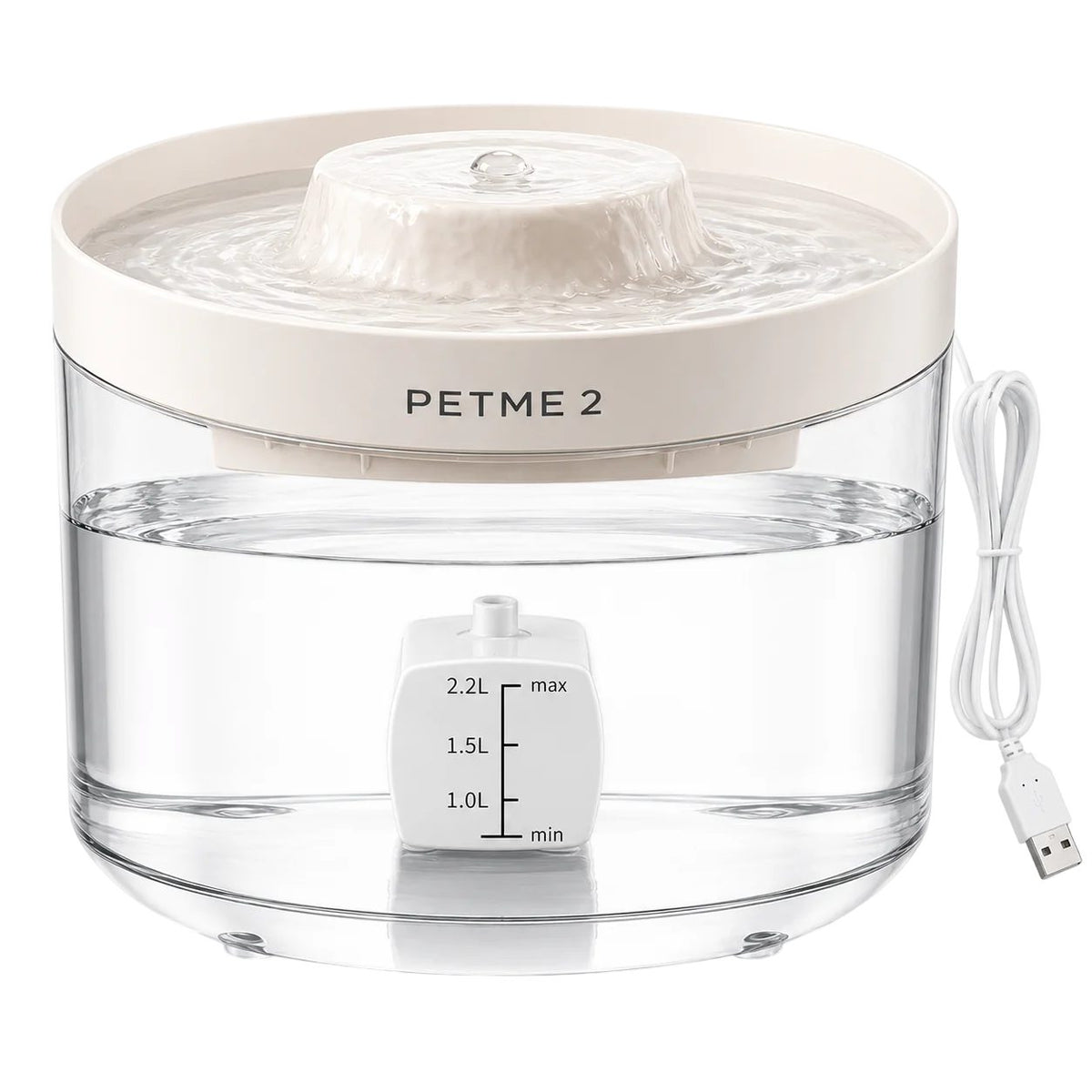 PETME2 2.2L transparent cat water fountain, main product photo