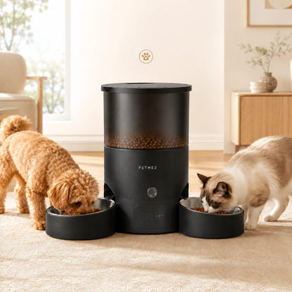 PETME2 black 3L dual bowl automatic cat feeder for 2 cats – detail image 4 of 7