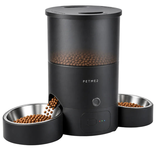 PETME2 black 3L dual bowl automatic cat feeder for 2 cats, main product photo