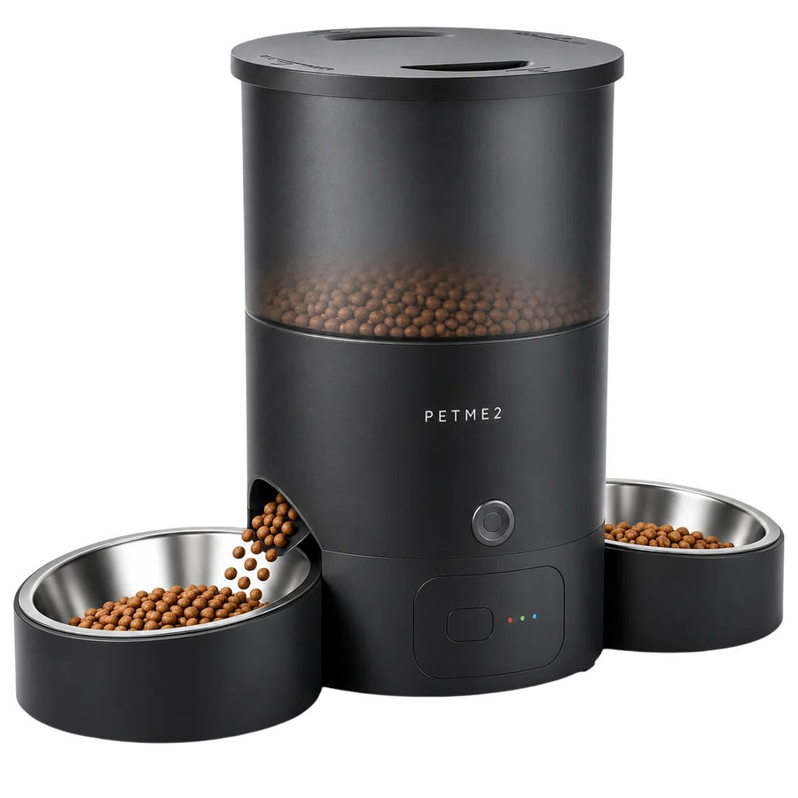 PETME2 black 3L dual bowl automatic cat feeder for 2 cats, main product photo