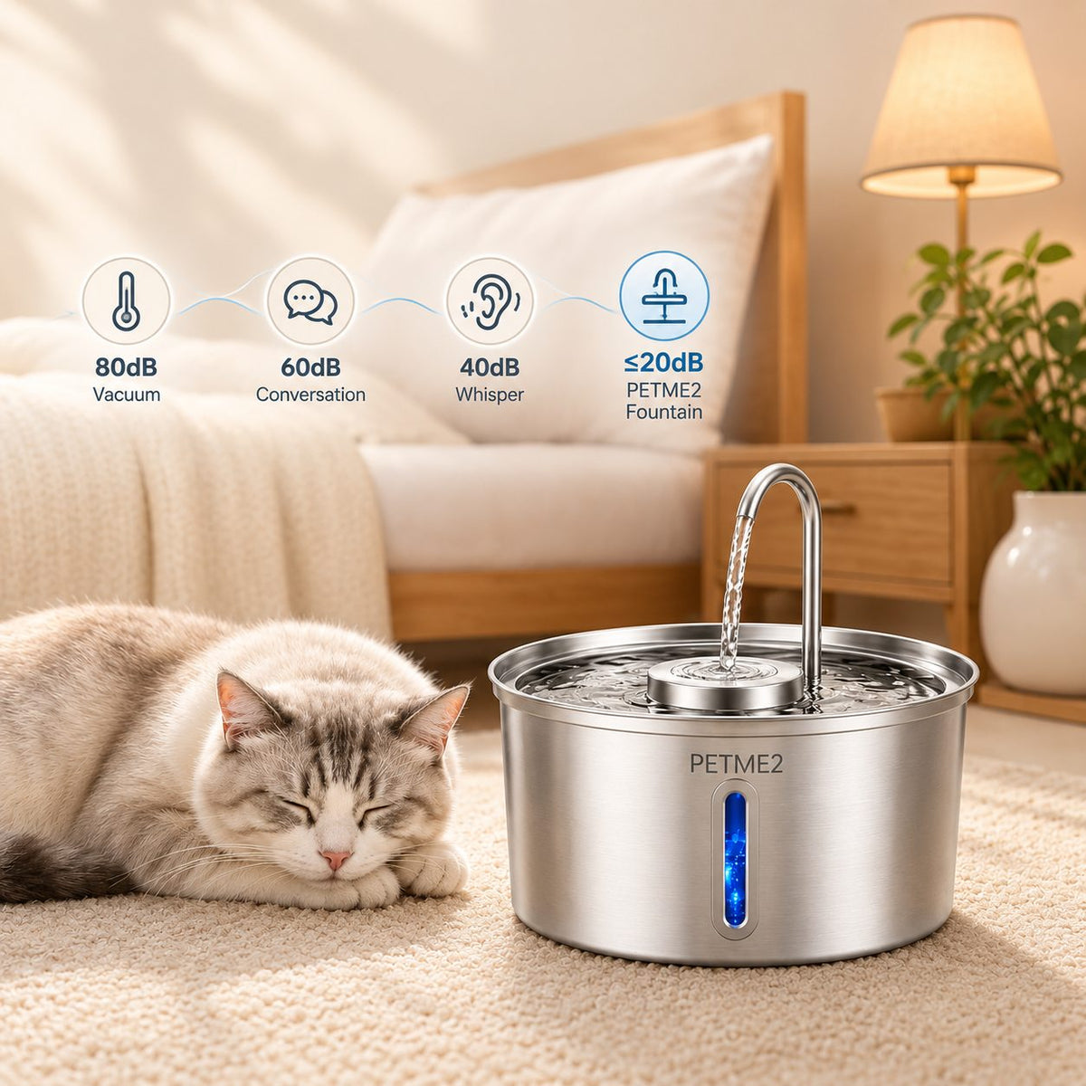 PETME2 3.2L/108oz stainless steel cat water fountain – detail image 6 of 6