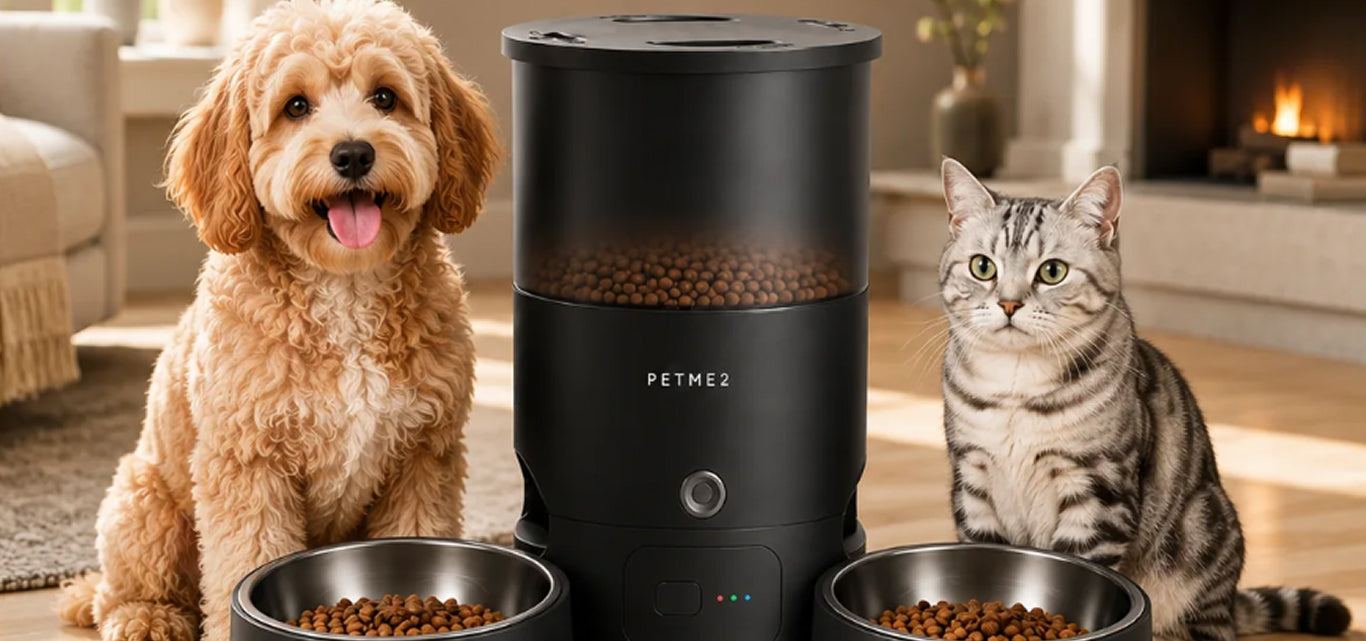 Dual-Bowl Automatic Feeder — Black