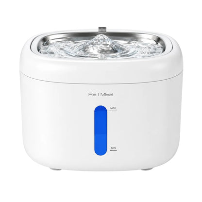 PETME2 2.2L cat water fountain with stainless steel tray, main product photo