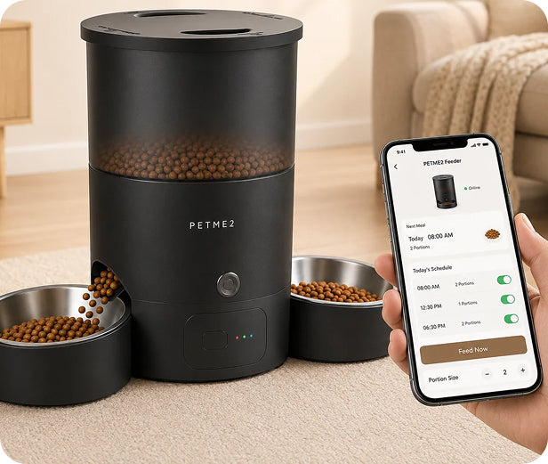 Your pets' meals, managed from your phone.