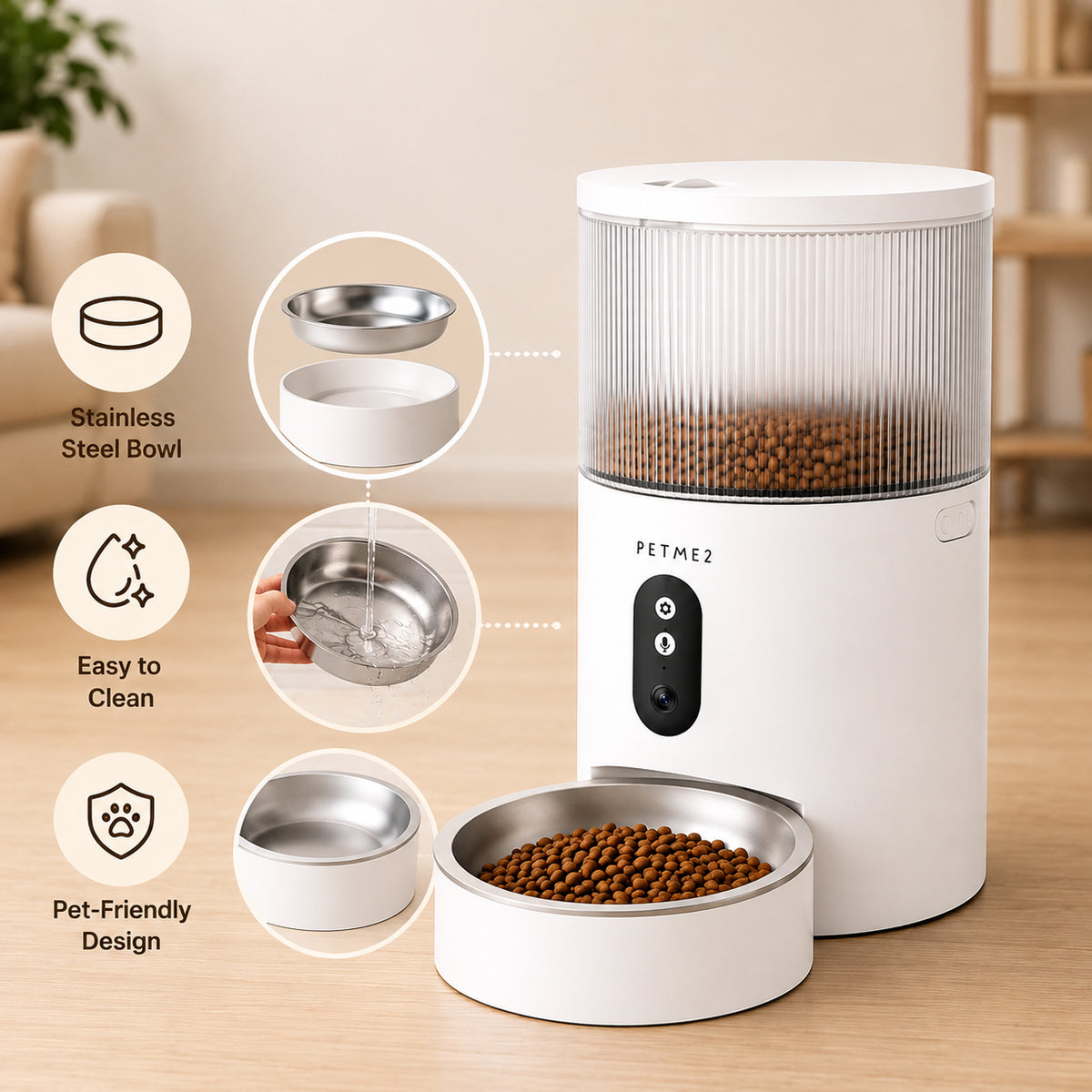 PETME2 3L WiFi automatic cat feeder with 1080P HD camera – detail image 7 of 8