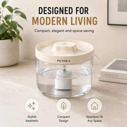 PETME2 2.2L transparent cat water fountain with visible water level