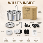 PETME2 3.2L stainless steel automatic pet water fountain with LED water-level window