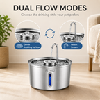 PETME2 3.2L stainless steel automatic pet water fountain with LED water-level window