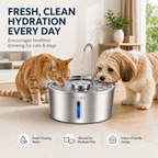 PETME2 3.2L stainless steel automatic pet water fountain with LED water-level window